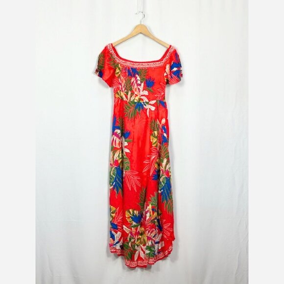Off Shoulder Island Vacay Red Floral Sundress - Picture 6 of 8